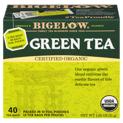 Bigelow Certified Organic Green Tea Bags, 40 count, 1.82 oz, 40 Each