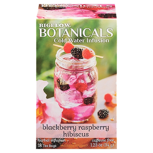 Bigelow Botanicals Blackberry Raspberry Hibiscus Herbal Tea Bags, 18 count, 1.23 oznCold Water Infusion Blackberry Raspberry Hibiscus Herbal Tea Bags