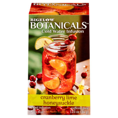 Bigelow Botanicals Cold Water Infusion Cranberry Lime Honeysuckle Herbal Tea Bags, 18 count, 1.23 oz