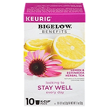 Bigelow Benefits Lemon & Echinacea Herbal Tea K-Cup Pods, 10 count
