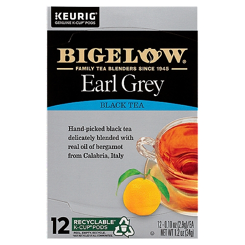Bigelow Earl Grey Black Tea K-Cup Pods, 0.10 oz, 12 count