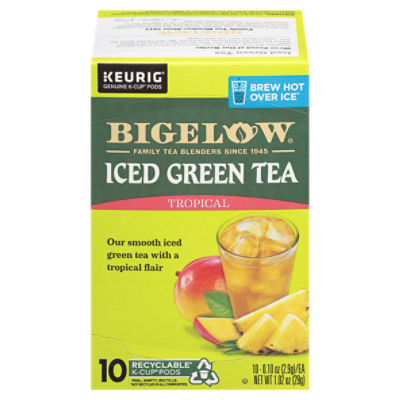 Bigelow Ice Green Tea Tropical K-Cup Pods, 0.10 oz, 10 count