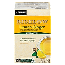 Bigelow Lemon Ginger Herbal Tea K-Cup Pods, 0.10 oz, 12 count