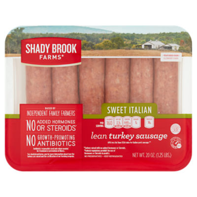 Shady Brook Farms Sweet Italian Lean Turkey Sausage, 6 count, 20 oz