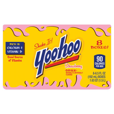 Yoo-Hoo Strawberry Drink, 6.6 fl oz, 8 count