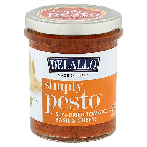 DeLallo Simply Pesto Sun-Dried Tomato, Basil & Cheese Pesto, 6.35 oz