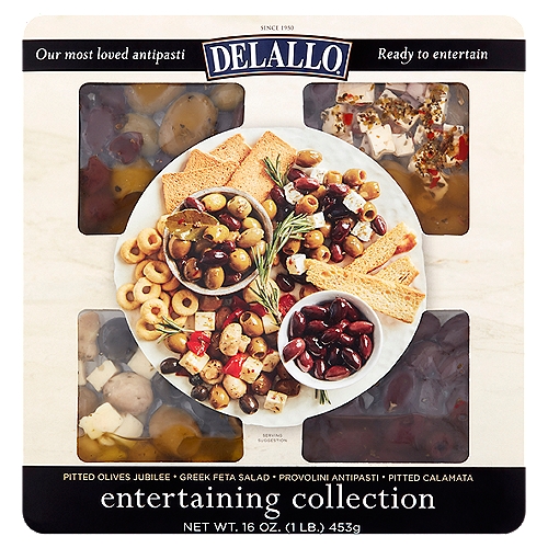 DeLallo Olives & Antipasti Entertaining Collection, 16 oz
Our antipasto favorites
This curated collection of hand-selected olives and antipasti is ready to add a new dimension to your charcuterie plates and cheese boards. Whether you're hosting cocktail hour, serving appetizer or bringing bites to your next party, these colorful Mediterranean favorites are sure to wow the crowd.