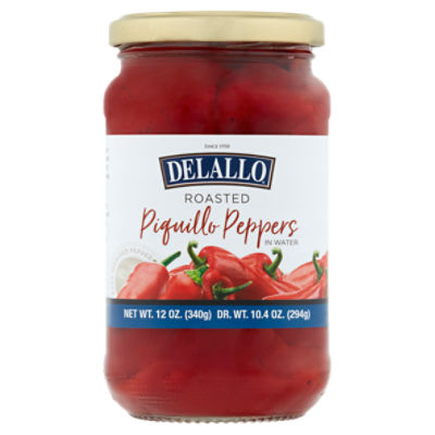 DeLallo Roasted Piquillo Peppers in Water, 12 oz