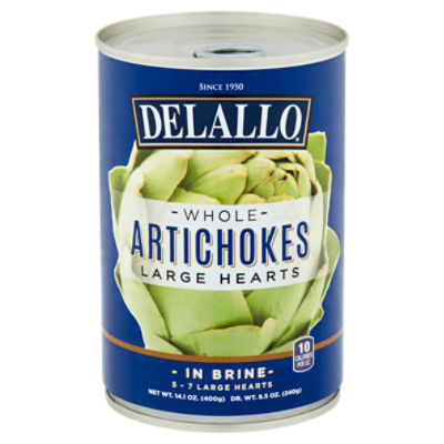 DeLallo Whole Large Hearts Artichokes in Brine, 14.1 oz