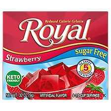 Royal Sugar Free Strawberry Reduced Calorie, Gelatin, 0.32 Ounce