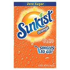 Sunkist Singles To Go Zero Sugar Orange Drink Mix, 6 count, 0.74 oz