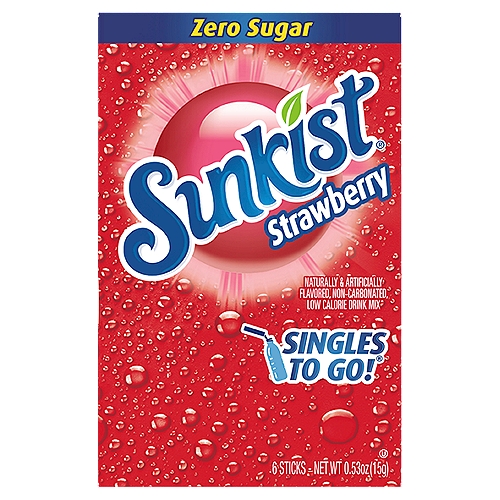 Sunkist Singles to Go! Strawberry Drink Mix, 6 count, 0.53 oz