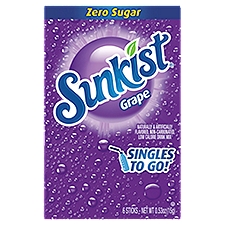 Sunkist Singles To Go Grape Drink Mix, 6 count, 0.53 oz, 36 Each