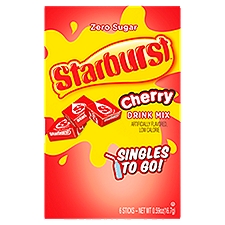 Starburst Singles to Go! Zero Sugar Cherry Drink Mix, 6 count, 0.59 oz