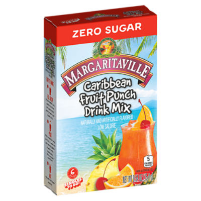 Margaritaville Zero Sugar Caribbean Fruit Punch Drink Mix, 6 count, 0.54 oz