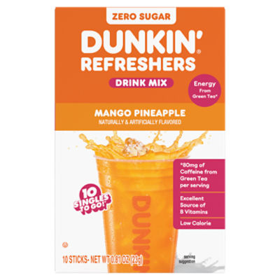 Dunkin' Refreshers Zero Sugar Mango Pineapple Drink Mix, 10 count, 0.81 oz