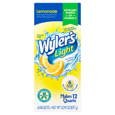 Wyler's Light Lemonade Low Calorie Drink Mix, 6 count, 3.09 oz