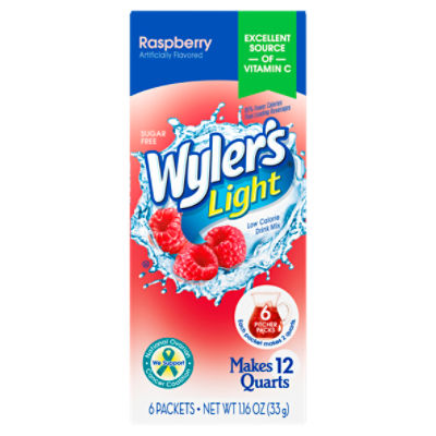 Wyler's Light Raspberry Low Calorie Drink Mix, 6 count, 1.16 oz