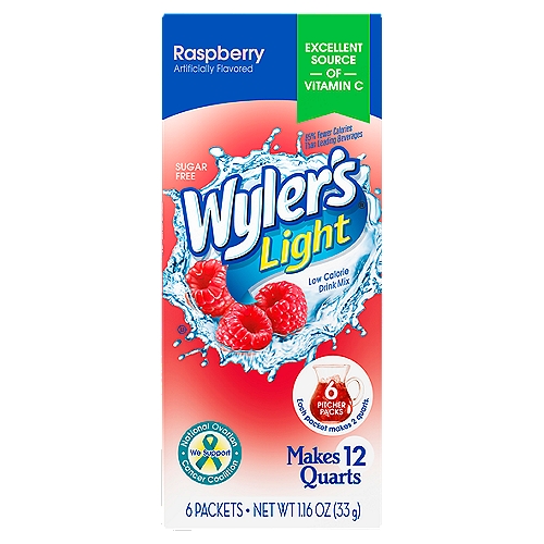 Wyler's Light Raspberry Low Calorie Drink Mix, 6 count, 1.16 oz