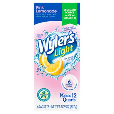 Wyler's Light Pink Lemonade Low Calorie Drink Mix, 6 count, 3.09 oz