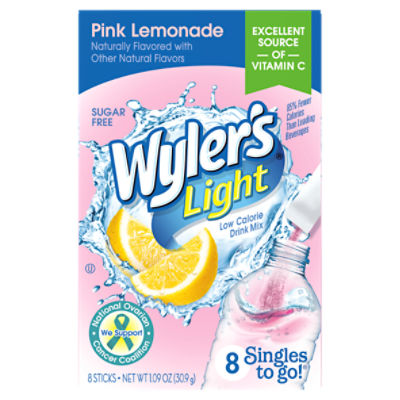Wyler's Light Pink Lemonade Low Calorie Drink Mix, 8 count, 1.09 oz