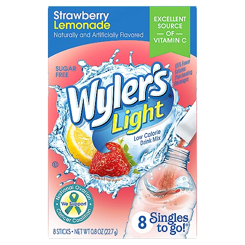 Wyler's Light Strawberry Lemonade Low Calorie Drink Mix, 8 count, 0.8 oz