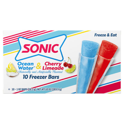 Sonic Ocean Water & Cherry Limeade Freezer Bars, 1 oz, 10 count