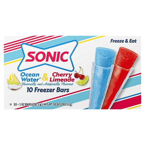 Sonic Ocean Water & Cherry Limeade Freezer Bars, 1 oz, 10 count