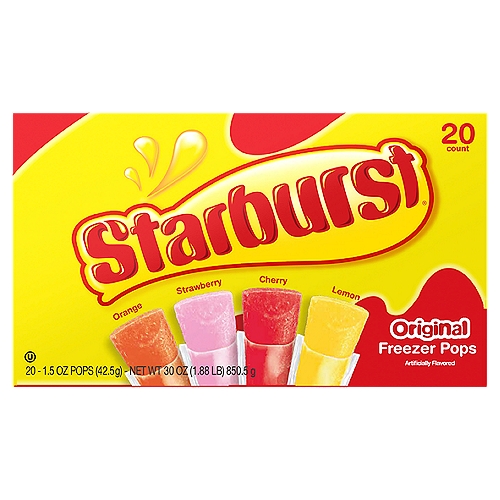 Starburst Original Freezer Pops, 1.5 oz, 20 count