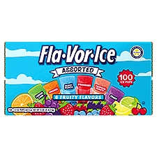 Fla-Vor-Ice Assorted 6 Fruity Flavors, Ice Pops, 150 Ounce