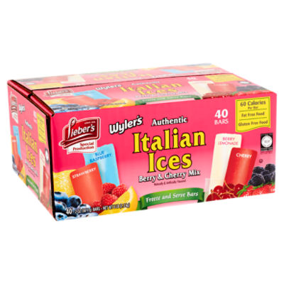 Lieber's Wyler's Authentic Italian Ices Berry & Cherry Mix Bars, 2 oz, 40 count