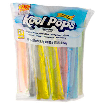Kool Pops Freezer Pops, 2.5 oz, 24 count