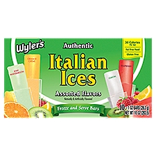 Wyler's Authentic Italian Ices Assorted Flavors Freeze and Serve Bars, 1 oz, 10 count