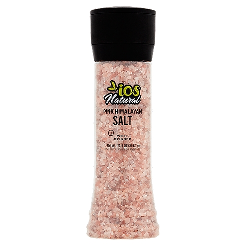 IOS Natural Pink Himalayan Salt with Grinder, 12.9 oz