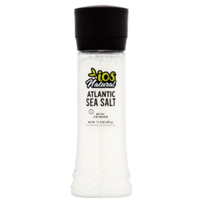 IOS Natural Atlantic Sea Salt with Grinder, 11.3 oz