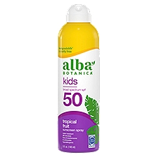 alba BOTANICA Kids Tropical Fruit Broad Spectrum SPF 50, Sunscreen Clear Spray, 6 Ounce