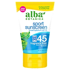 alba BOTANICA Fragrance Free Broad Spectrum Sport Sunscreen, SPF 45, 4 oz