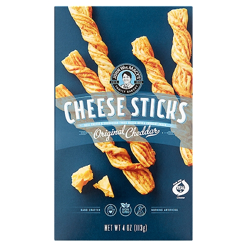 John Wm. Macy's Original Cheddar Cheese Sticks, 4 oz
For over 40 years, John Wm. Macy's family bakery has been passionately crafting artisanal snacks worthy of your enjoyment. Our hand-crafted Original Cheddar CheeseSticks are baked with layers of 100% real vermont cheddar, lively batch-mixed sourdough, creamery butter and selected spices.

We bake them twice for exceptional flavor & our distinctive crunch.

We use only real ingredients and nothing artificial, so you can feel good about sharing our crunchy CheeseSticks with family & friends, or simply savoring them all yourself.