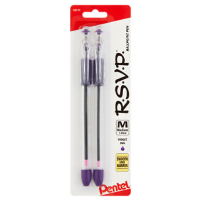 Pentel R.S.V.P. Medium 1.0mm Violet Ink Ballpoint Pen, 2 count