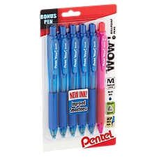 Pentel Wow! Medium 1.0mm Ballpoint Pens, 6 count, 5 Each