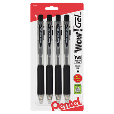 Pentel Wow! Medium 0.7mm Black Ink Gel Pen, 4 count