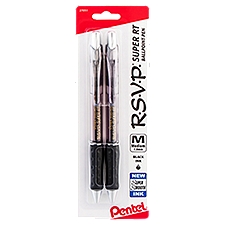 Pentel R.S.V.P. Medium 1.0mm Black Ink Super RT Ballpoint Pen, 2 count