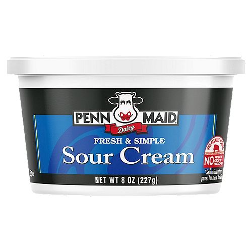 Penn Maid Sour Cream, 8 oz.
<p>Enjoy the delicious, creamy taste of Penn Maid Sour Cream. Use it as a topping, ingredient in your favorite recipe or as a dressing!</p><ul><li>Rich and Creamy</li><li>Made from the Highest Quality Milk and Cream</li><li>rBST Free</li><li>No Preservatives</li><li>No Artificial ingredients</li></ul>