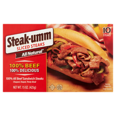Steak-umm 100% All Beef Sandwich Steaks, 10 count, 15 oz