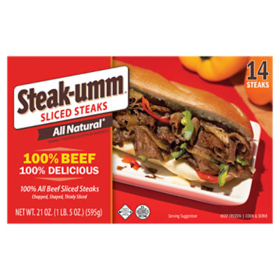 Steakumm 100 Beef Sliced Steaks, 14 count, 21 oz Price Rite