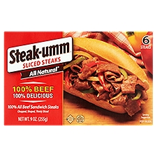 Steak-umm 100% All Beef Sandwich Steaks, 6 count, 9 oz, 9 Ounce