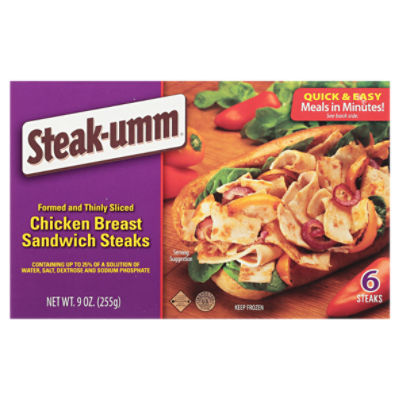 Steak-umm Chicken Breast Sandwich Steaks, 6 count, 9 oz
