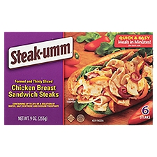 Steak-umm Chicken Breast Sandwich Steaks, 6 count, 9 oz, 9 Ounce