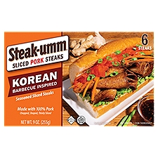Steak-umm Korean Barbecue Inspired Seasoned Sliced Pork Steaks, 6 count, 9 oz, 9 Ounce