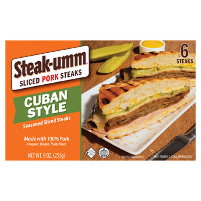 Steak-umm Cuban Style Seasoned Sliced Pork Steaks, 6 count, 9 oz